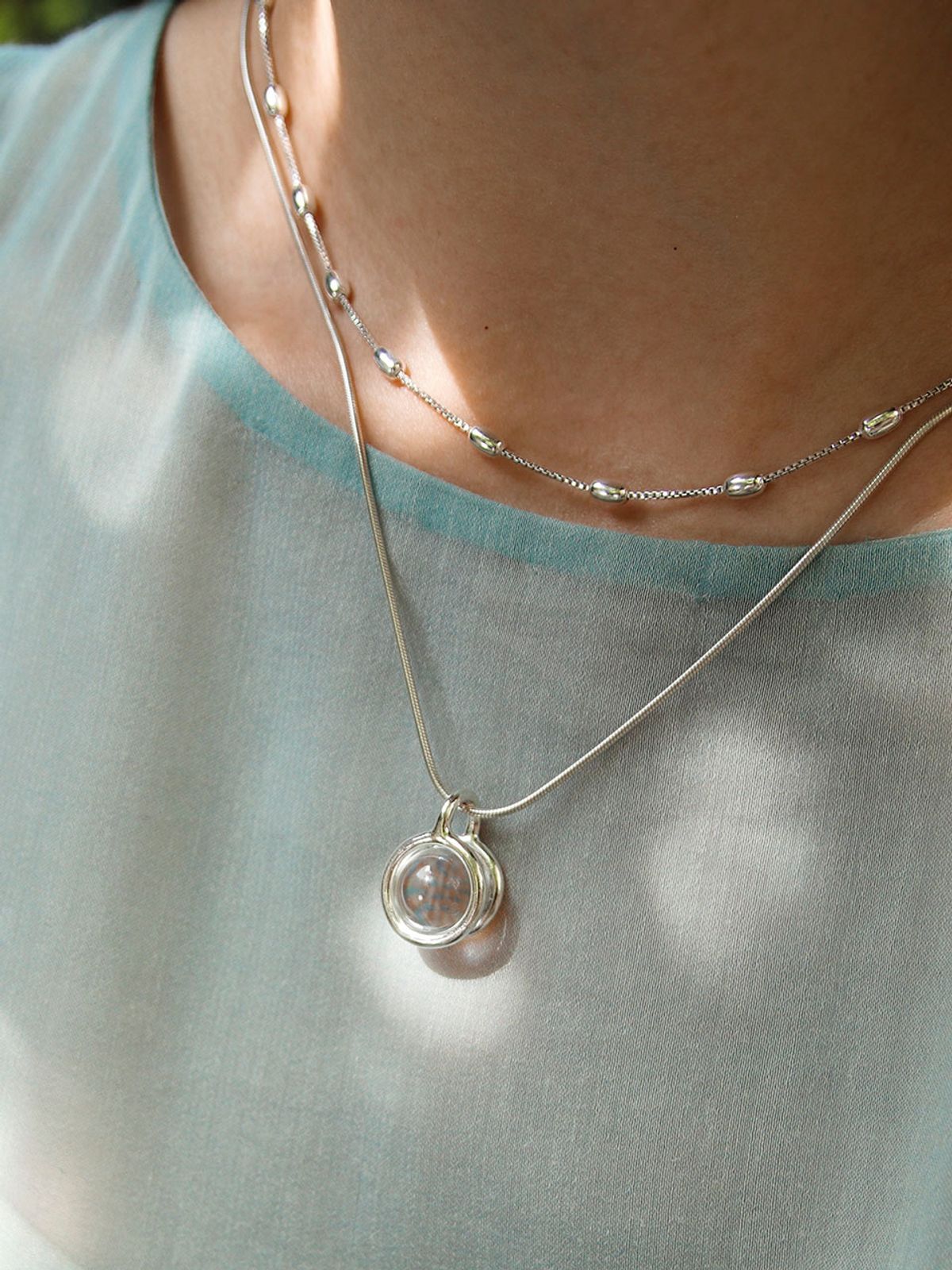 아운드(OUND) stem stone necklace-L-silver