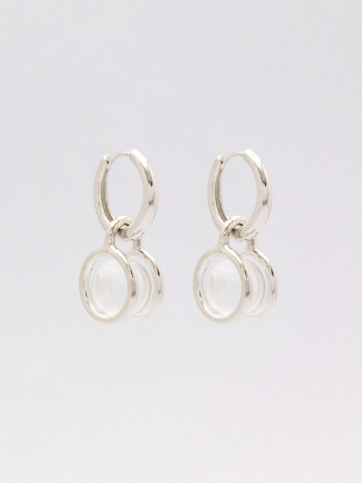아운드(OUND) stem stone hoop earring-L