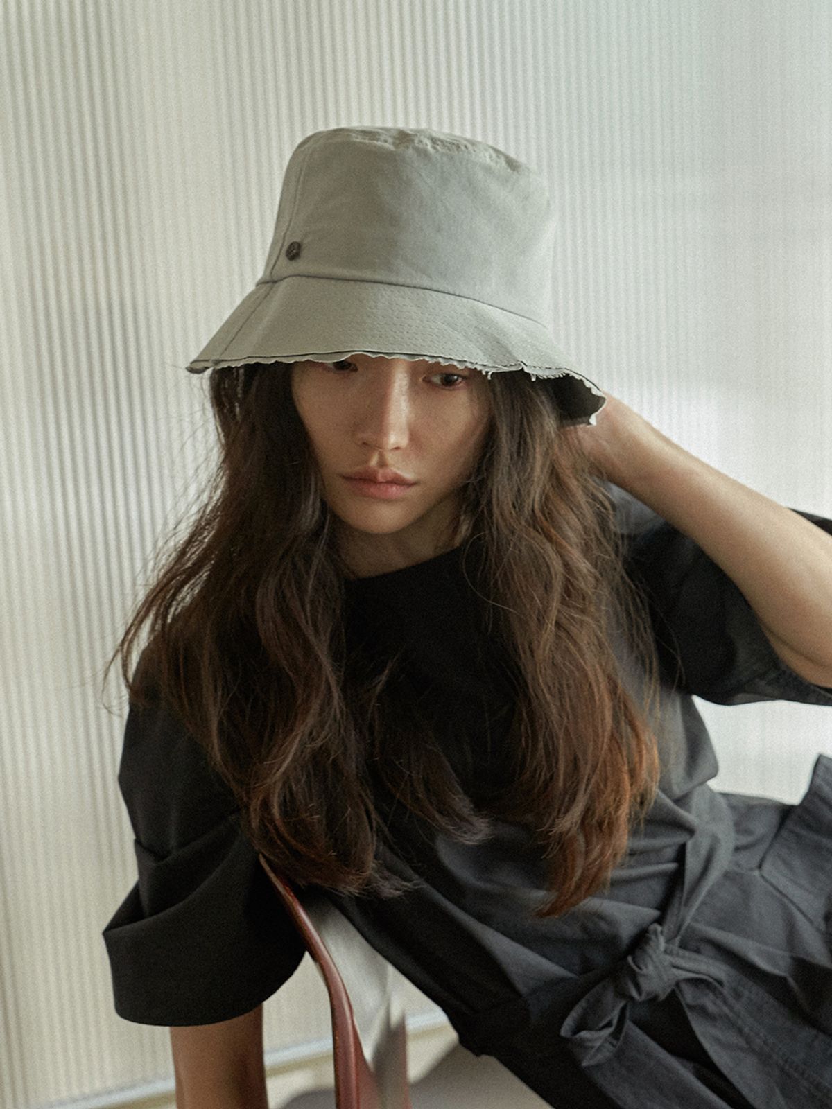 포에지담(POESIEDAME) [everydaylife] Layered bucket hat_light grey (unisex)