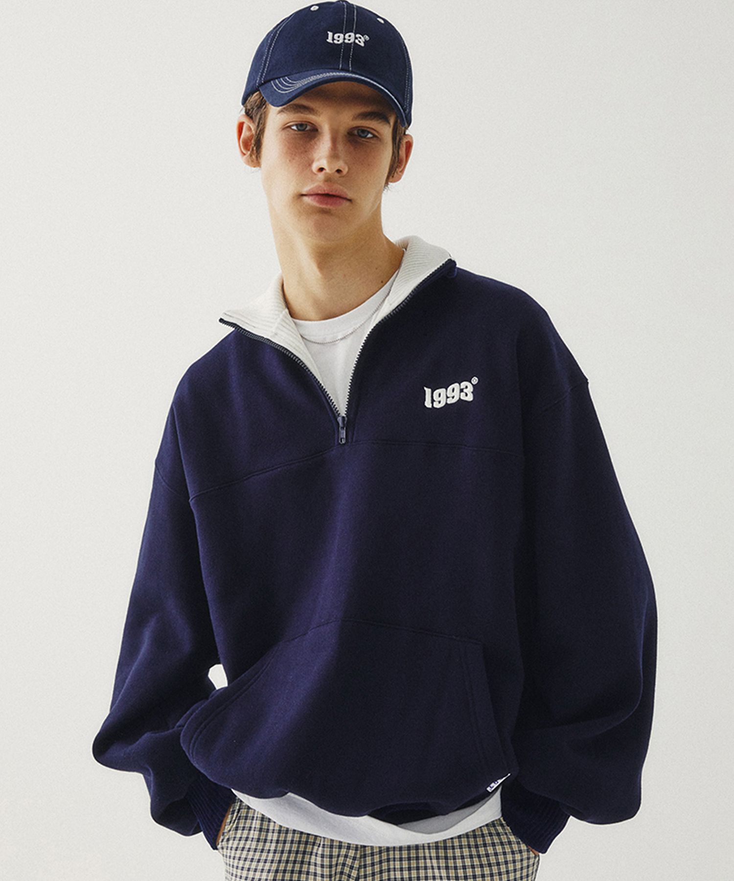 MUSINSA | 1993STUDIO Vintage Half Zip Up_Navy