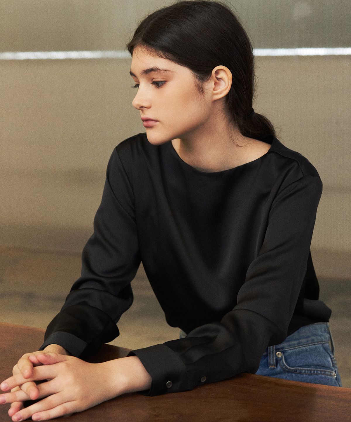 랭5(LANG5) [ELLEN] SATIN BLOUSE [엘렌] 새틴 블라우스