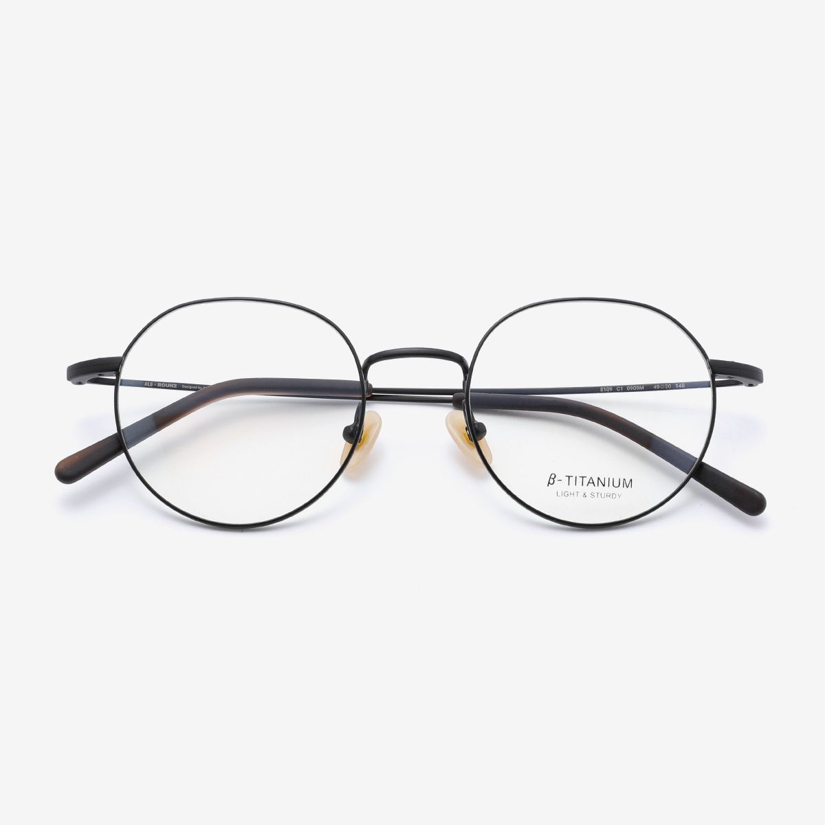 알로아이웨어(ALO EYEWEAR) [ALOXROUNZ] ARA8109 C1 미니멀 티타늄 클래식 매트 블랙 메탈 라운드 안경