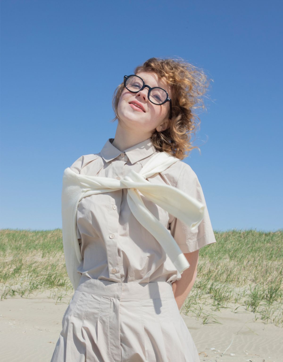 버나드밀즈(BERNARD MILLS) OBLONG PLEATED SKIRT - BEIGE