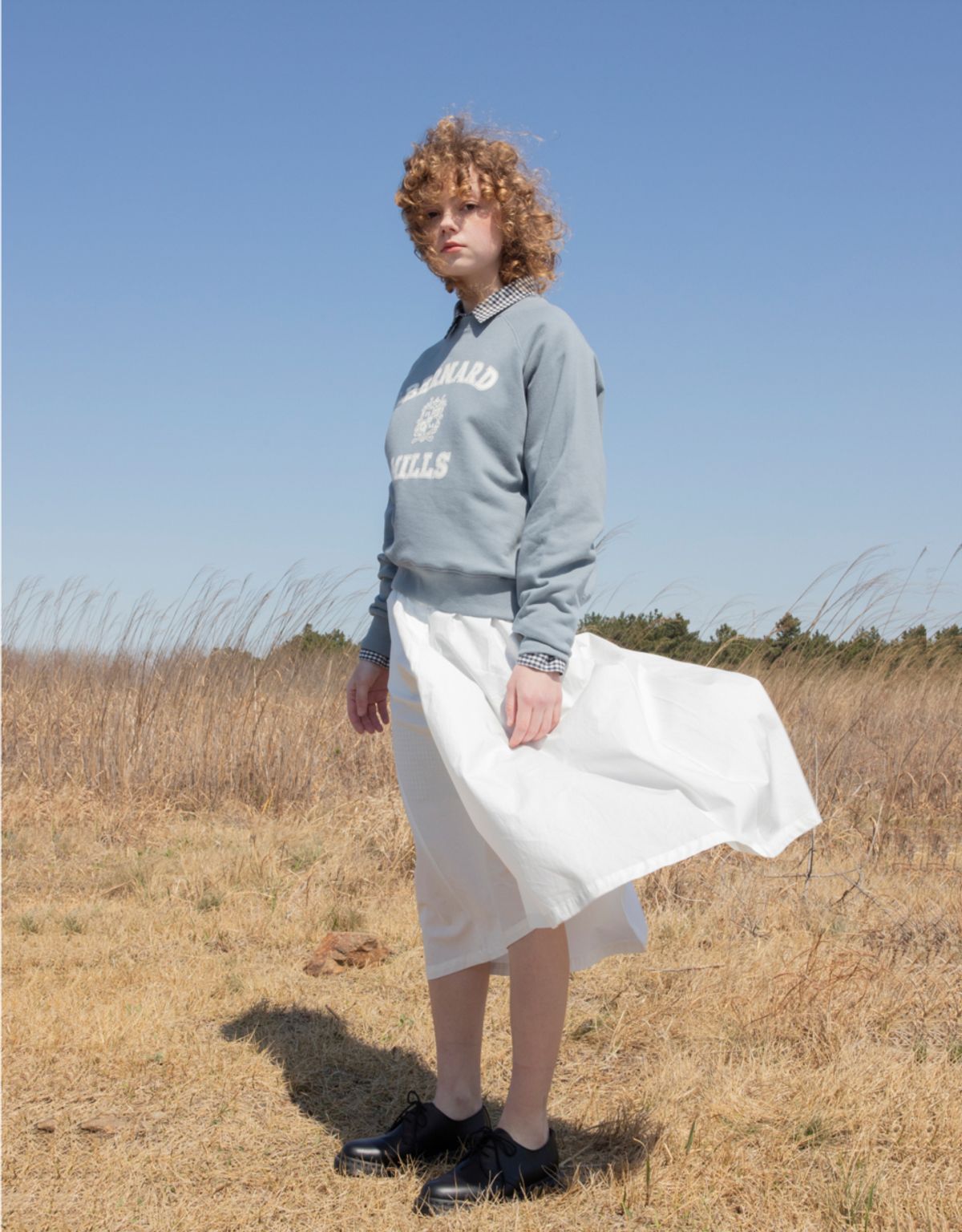 버나드밀즈(BERNARD MILLS) OBLONG PLEATED SKIRT - WHITE
