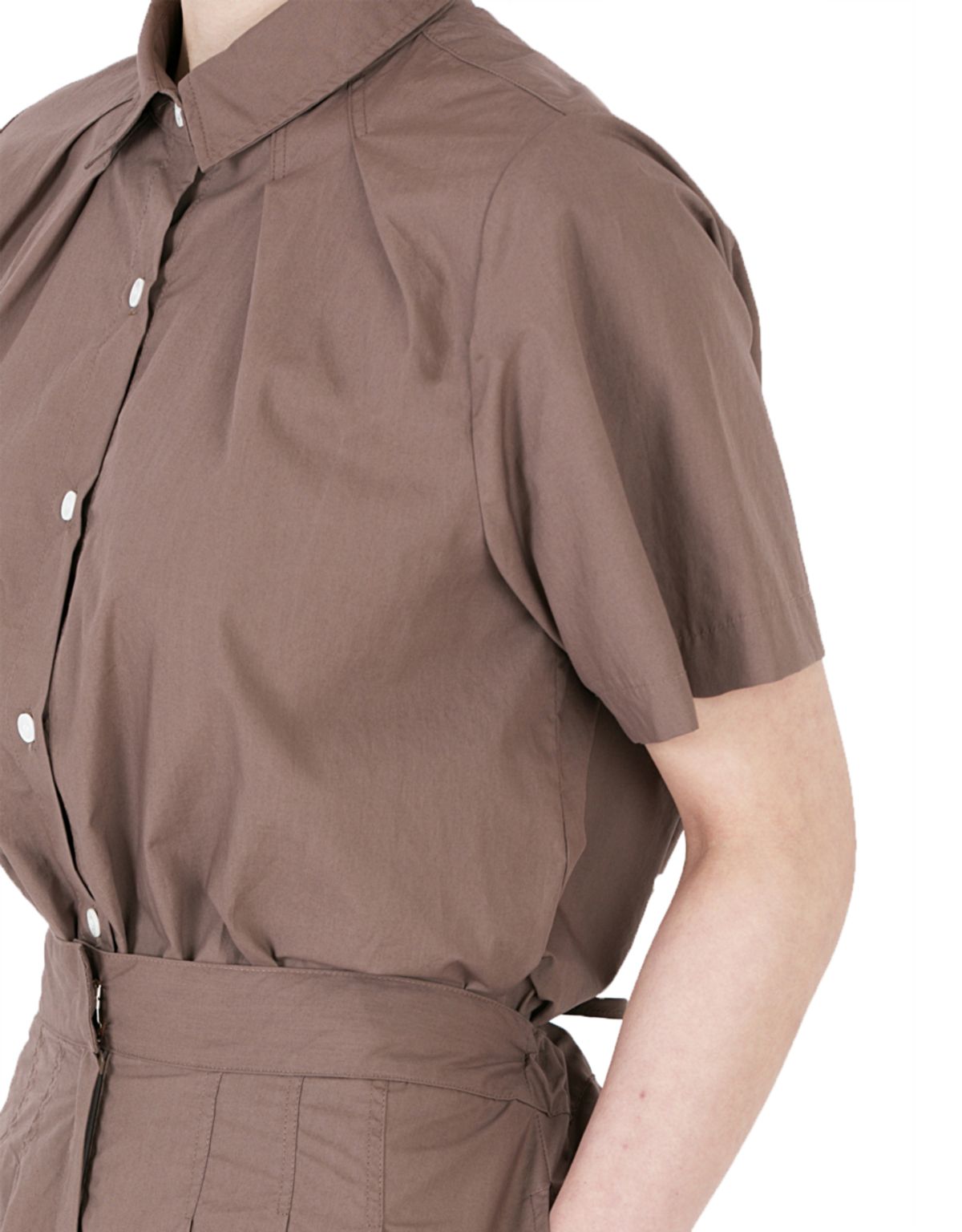 버나드밀즈(BERNARD MILLS) OBLONG PLEATED SHIRT - BROWN