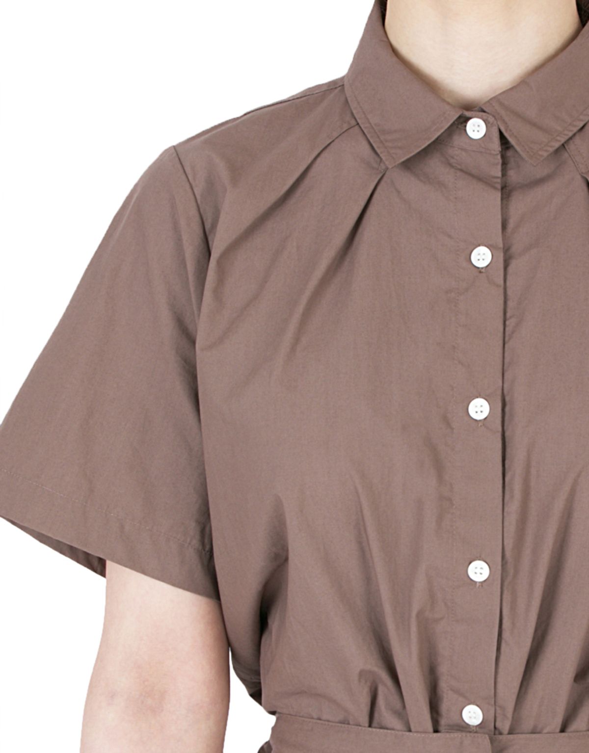 버나드밀즈(BERNARD MILLS) OBLONG PLEATED SHIRT - BROWN