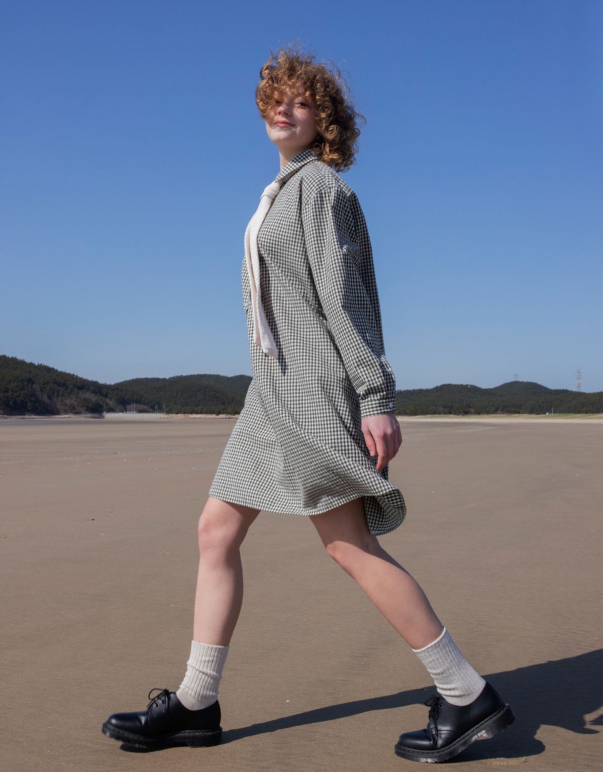 버나드밀즈(BERNARD MILLS) GINGHAM CHECK ONE PIECE - OLIVE GREEN