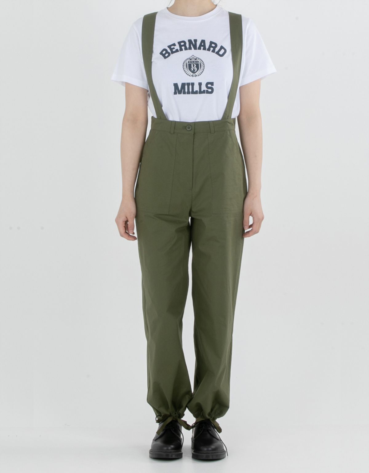 버나드밀즈(BERNARD MILLS) SUSPENDER JOGGER PANTS - OLIVE GREEN