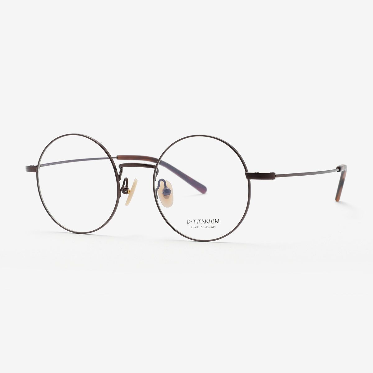 알로아이웨어(ALO EYEWEAR) [ALOXROUNZ] ARA8110 C4 세미오버사이즈 미니멀 티타늄 클래식 브라운 라운드 안경