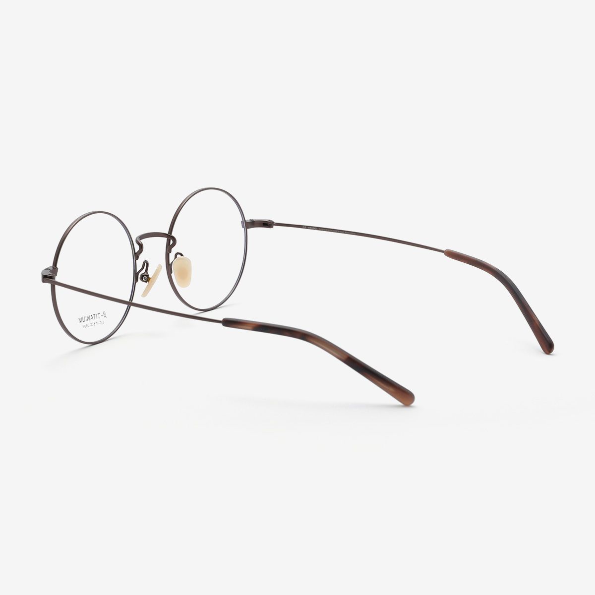 알로아이웨어(ALO EYEWEAR) [ALOXROUNZ] ARA8110 C4 세미오버사이즈 미니멀 티타늄 클래식 브라운 라운드 안경