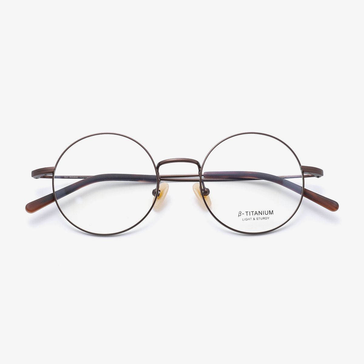 알로아이웨어(ALO EYEWEAR) [ALOXROUNZ] ARA8110 C4 세미오버사이즈 미니멀 티타늄 클래식 브라운 라운드 안경