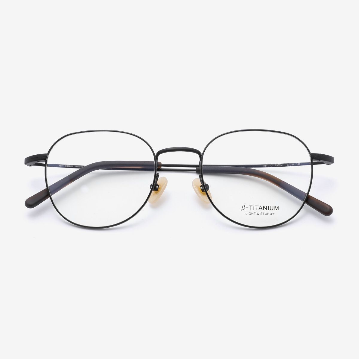 알로아이웨어(ALO EYEWEAR) [ALOXROUNZ]ARA8111 C1 미니멀 티타늄 클래식 블랙 스퀘어 안경
