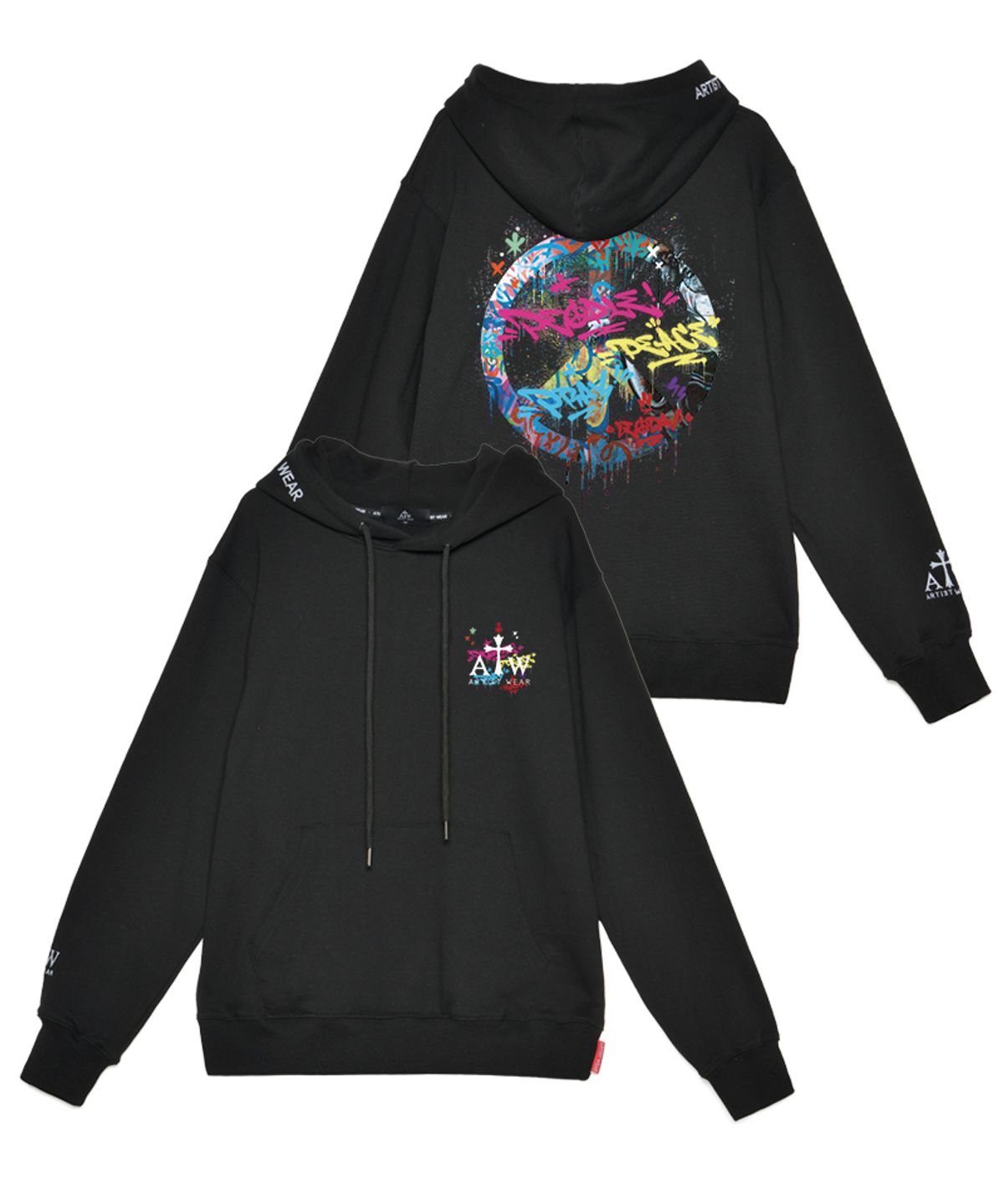 아티스트웨어(ARTISTWEAR) [ATW X 레오다브] 피스메이커 오버핏 후드티_BK