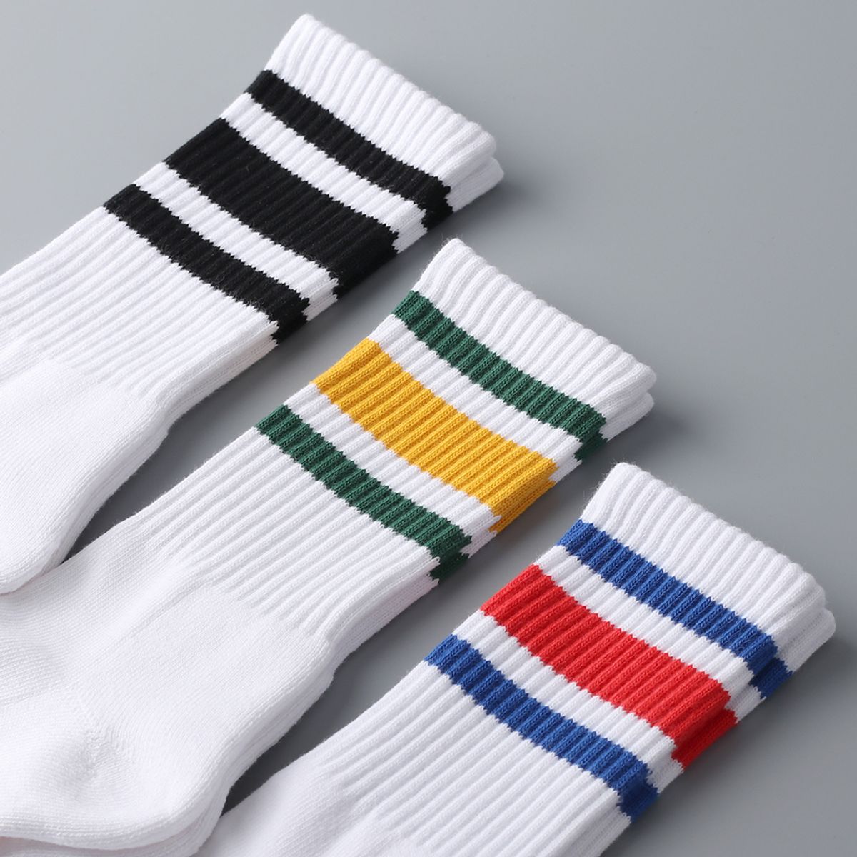 슈퍼베이직(SUPERBASIC) 1193 쓰리라인 쿠션 크루삭스 5켤레 (4색상)