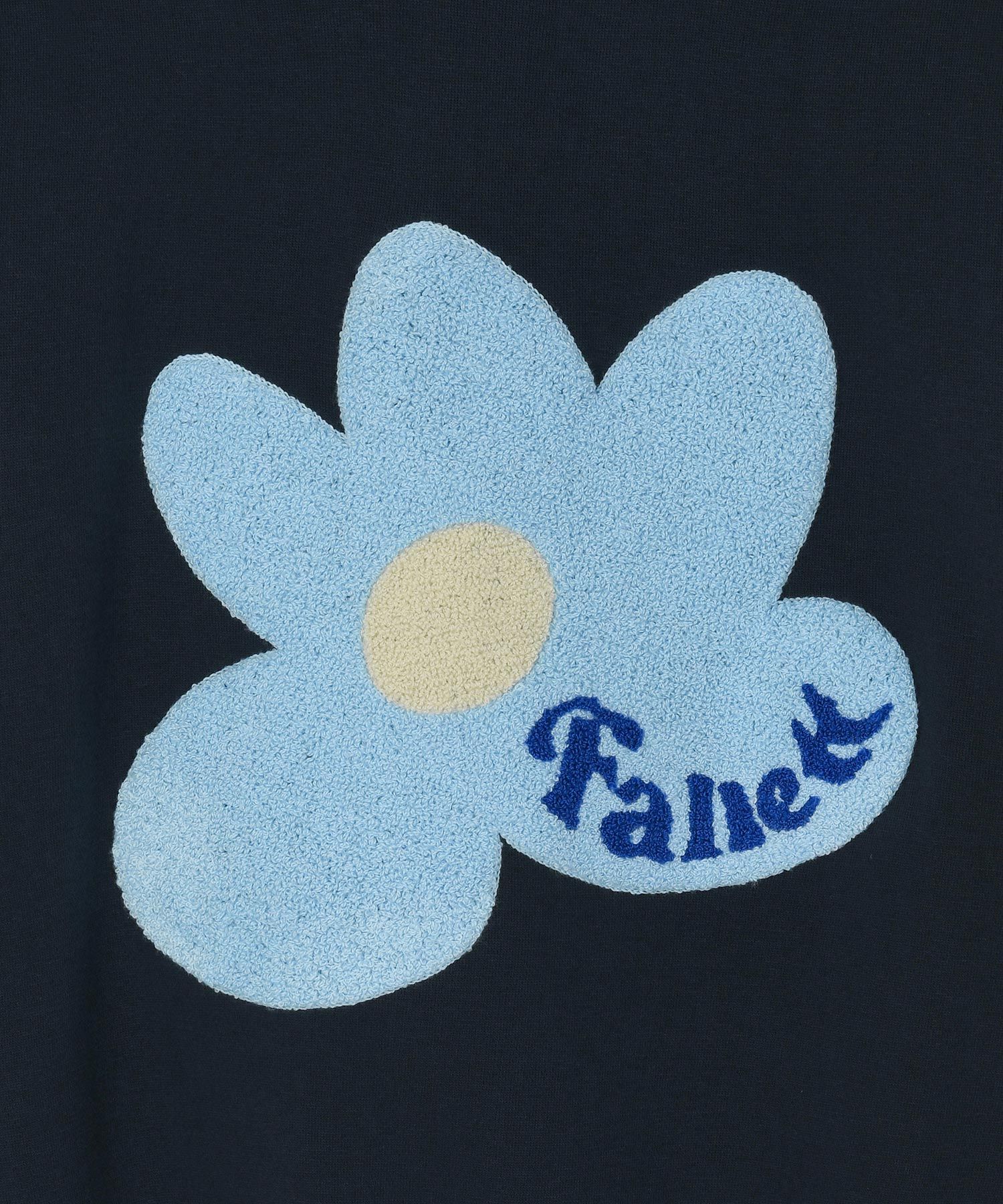 MUSINSA | FALLETT Boucle Flower Sweatshirt Navy