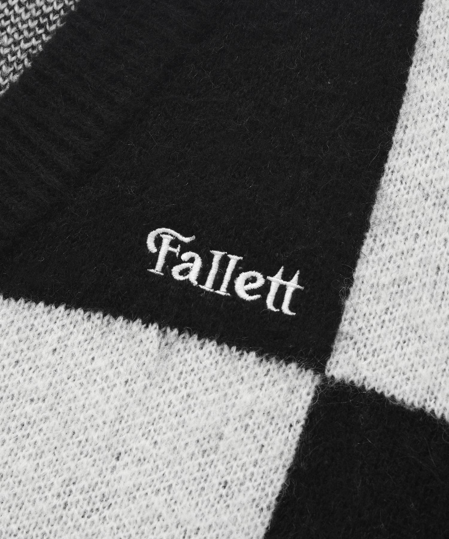 MUSINSA | FALLETT checkerboard knit cardigan black
