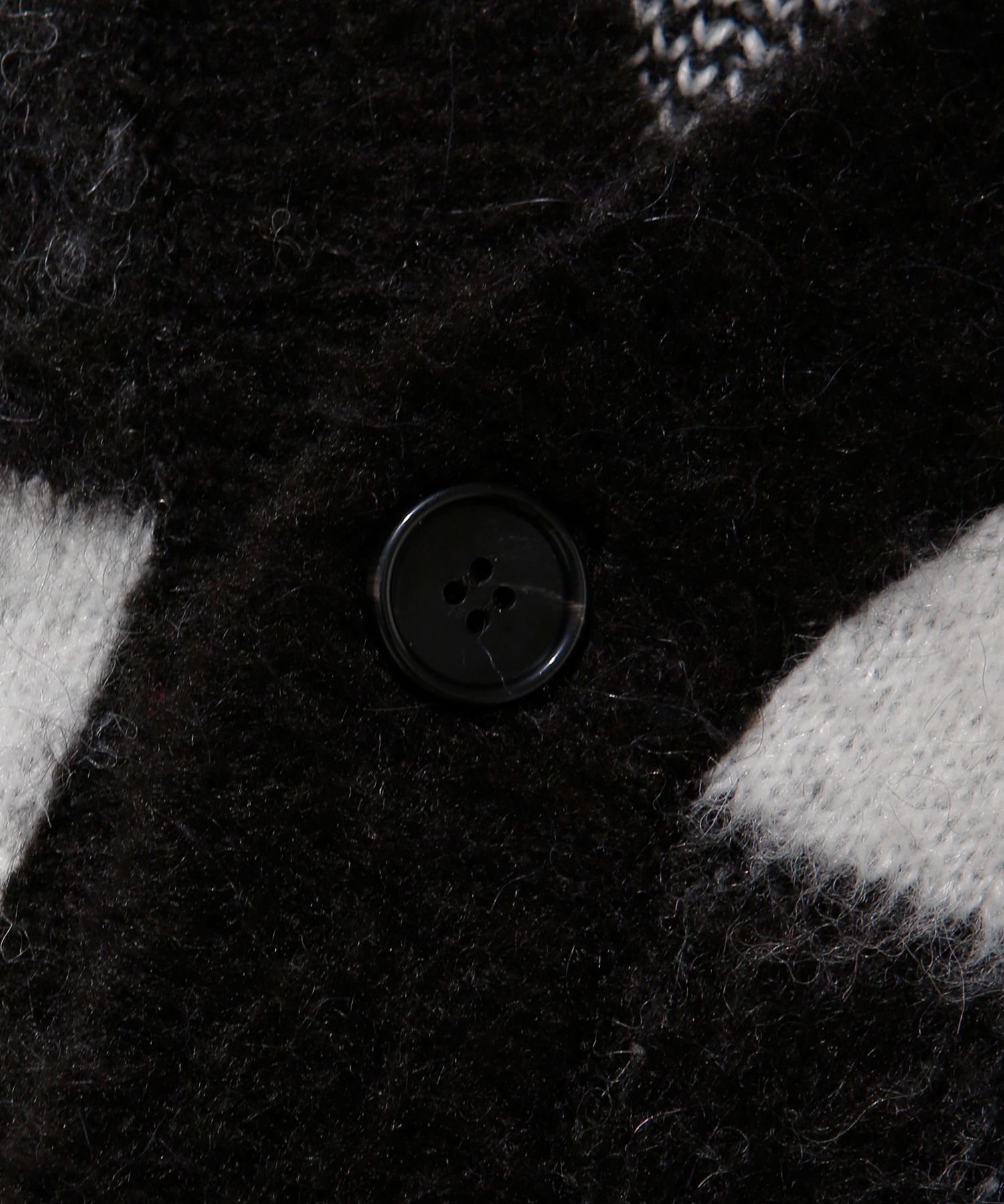 MUSINSA | FALLETT checkerboard knit cardigan black