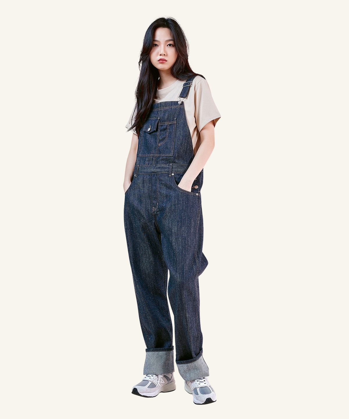 필로그램(PHILOGRAM) PLG 네프 생지 오버롤 데님