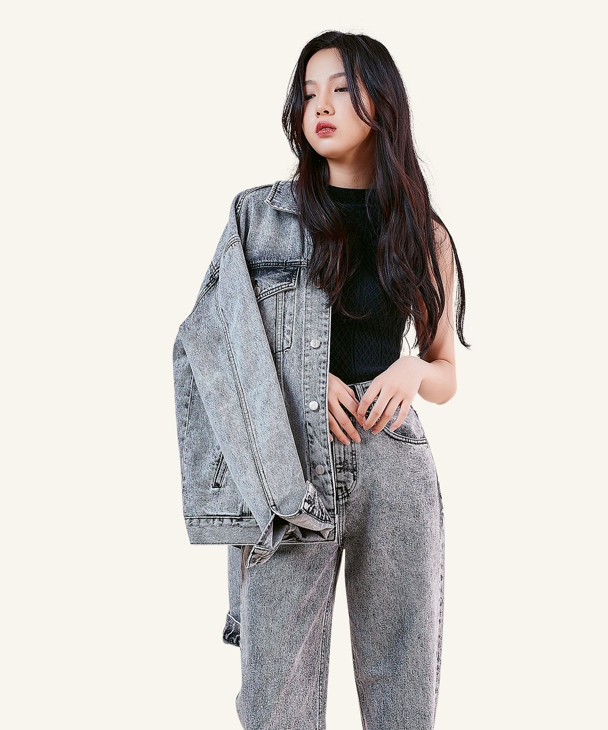 필로그램(PHILOGRAM) 블랙 스노우 데님 자켓