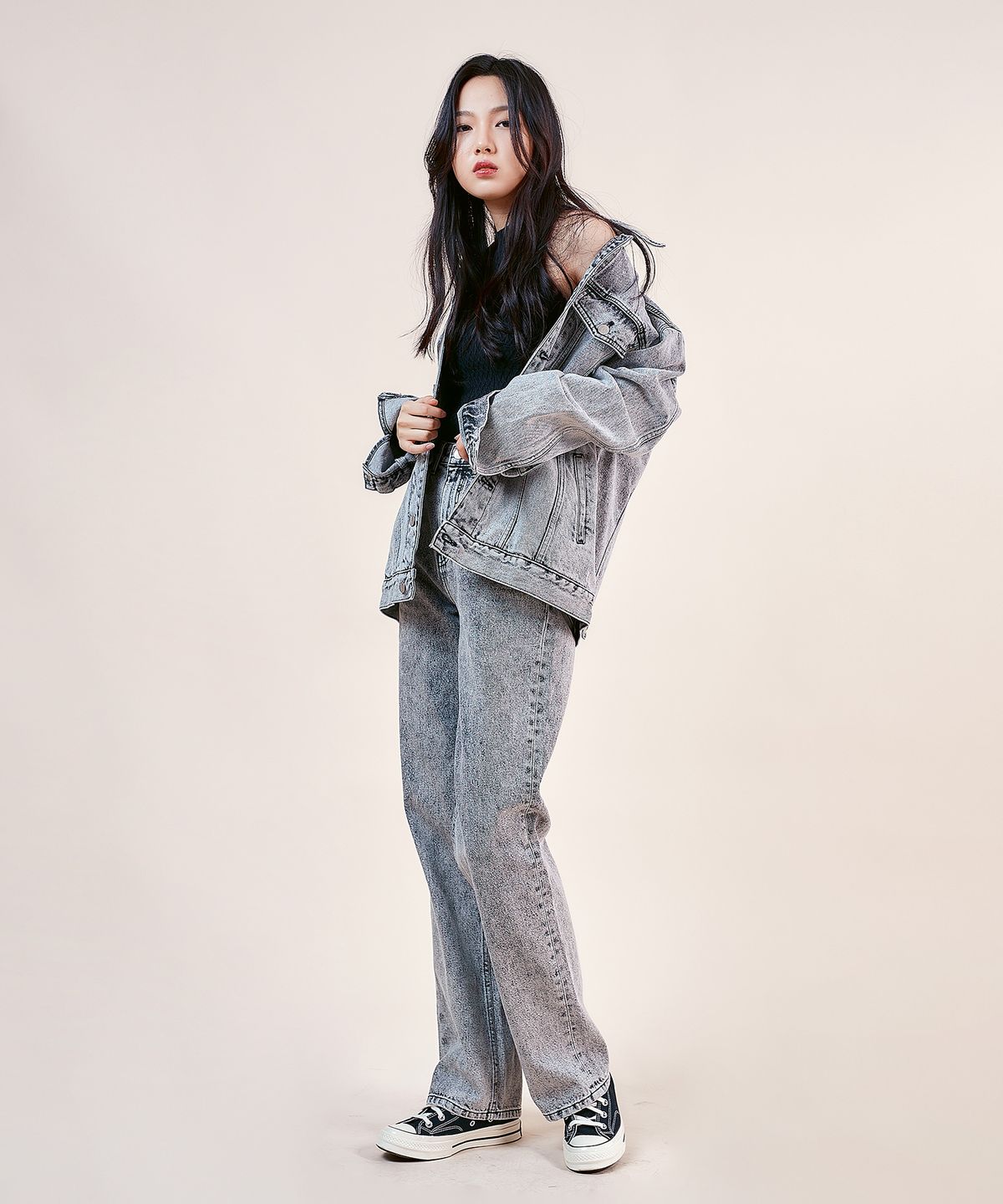필로그램(PHILOGRAM) 블랙 스노우 데님 자켓