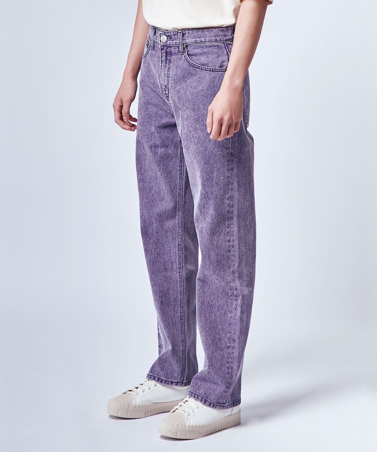 필로그램(PHILOGRAM) 피그먼트 와이드 데님 팬츠(Purple)