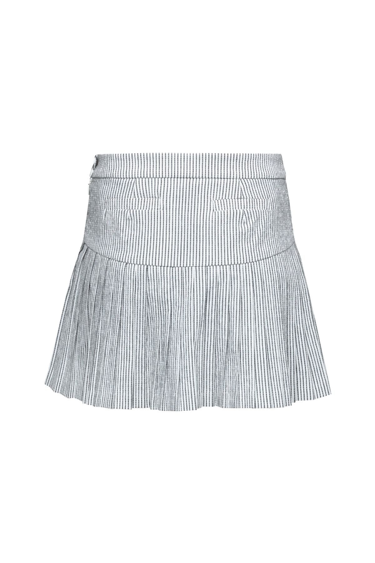 씨드느와(C DE NOIRS) 여성 시어서커 주름스커트