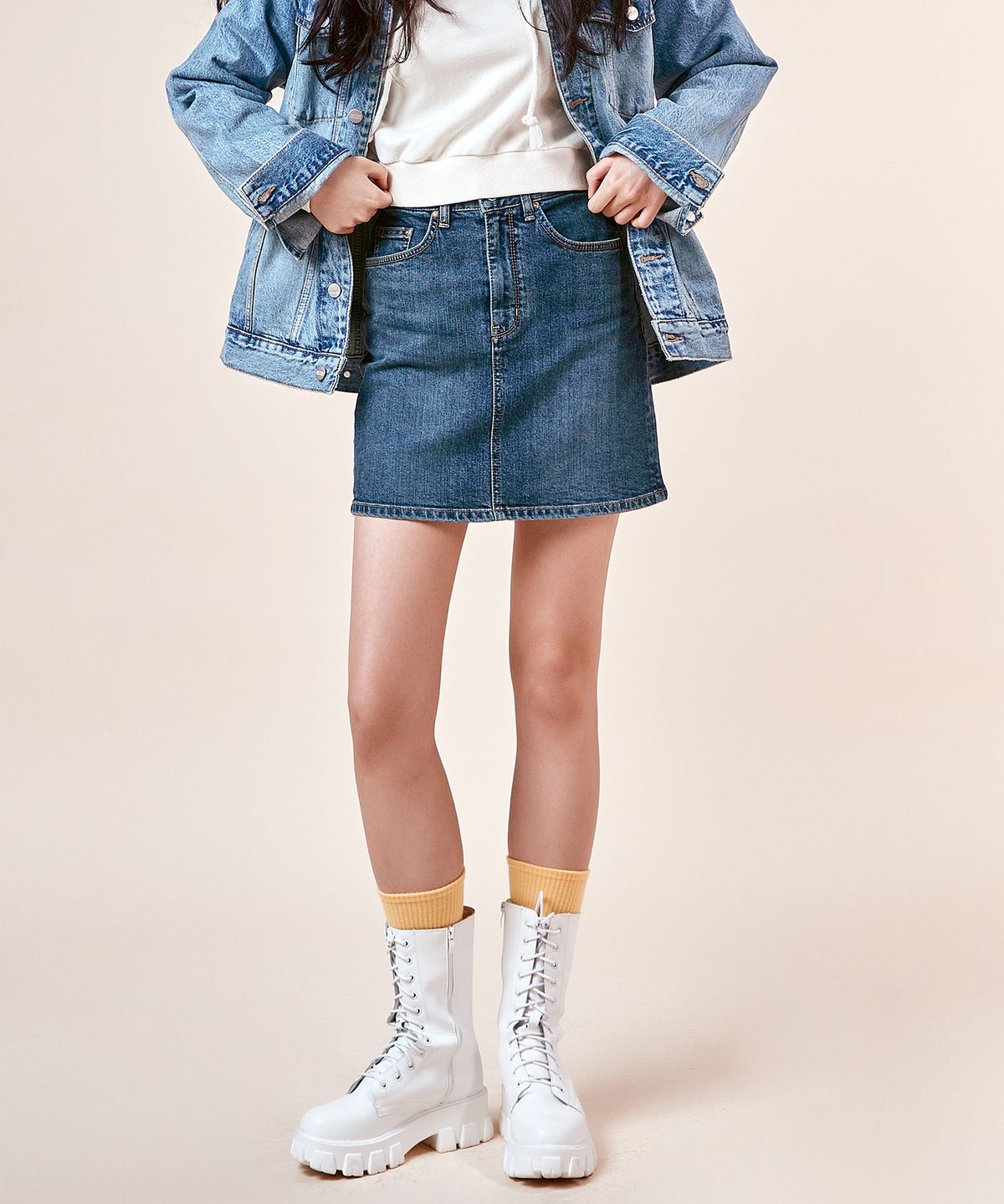 필로그램(PHILOGRAM) 카터블루 데님 스커트