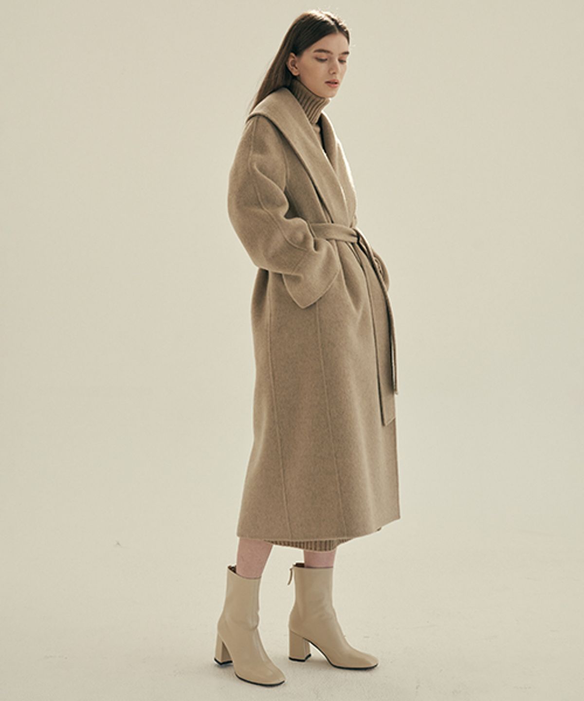 링서울(LINGSEOUL) fox blended handmade shawlcollar coat-brown