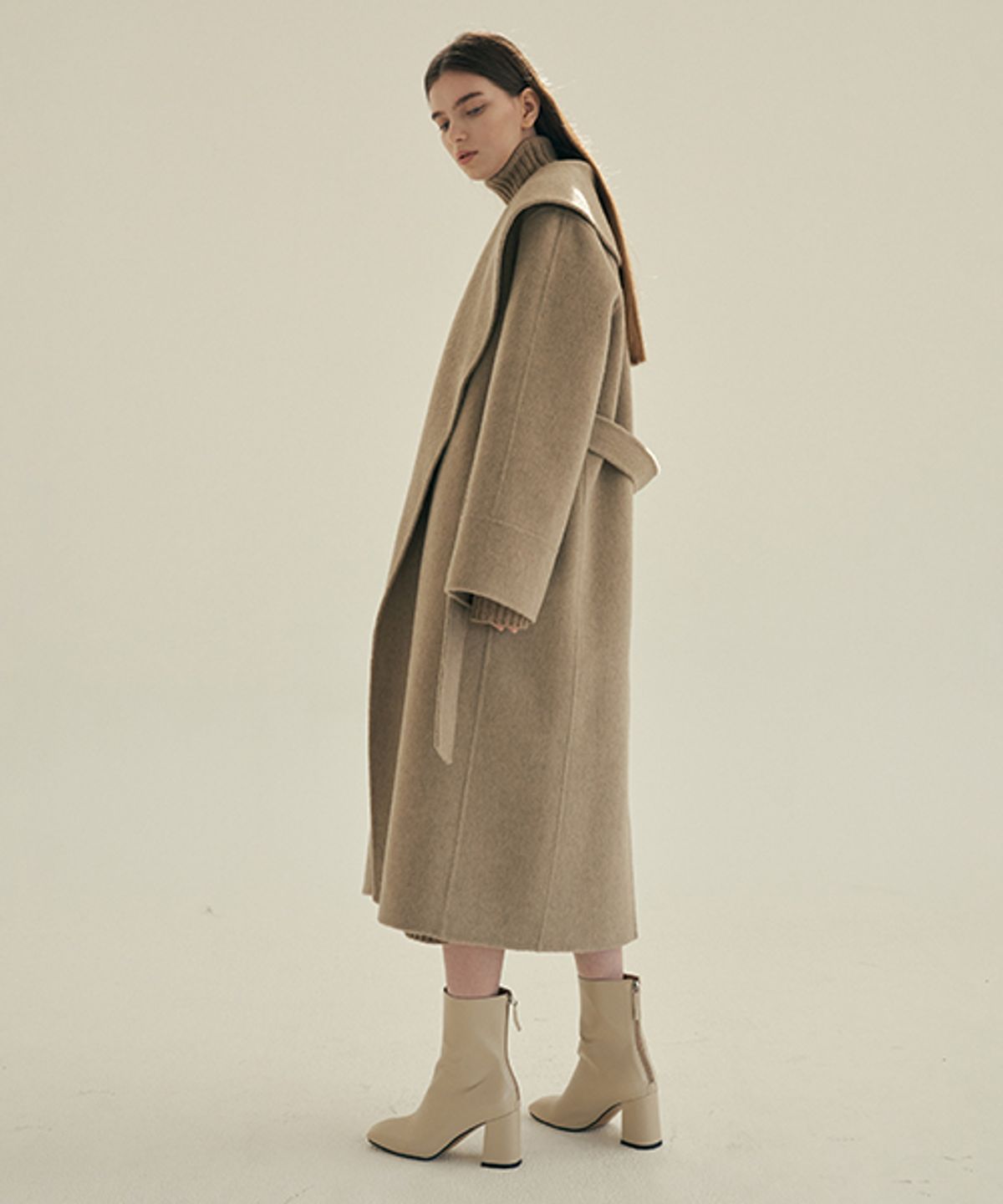링서울(LINGSEOUL) fox blended handmade shawlcollar coat-brown