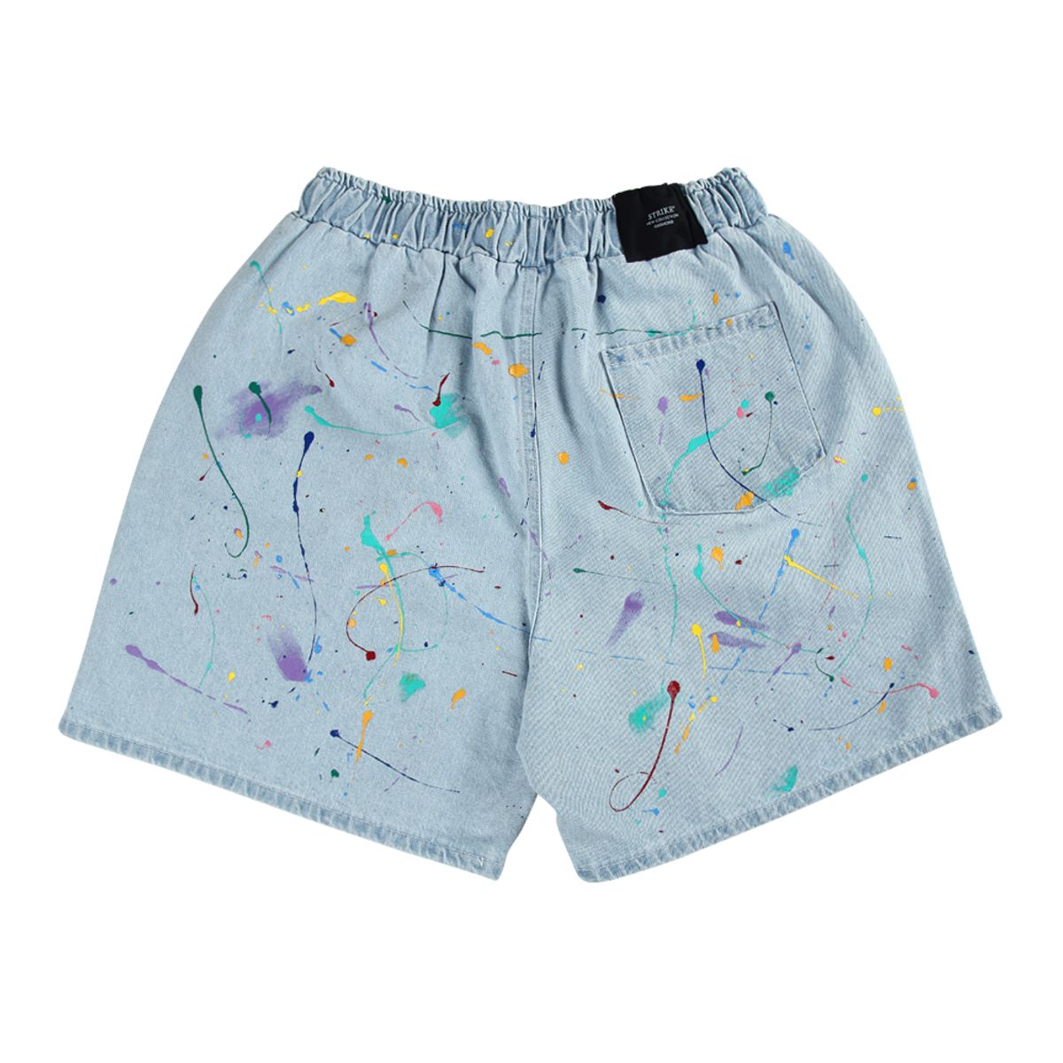 스트라이크(STRIKE) Waist Banding Light Denim Graffiti Art Half Pants