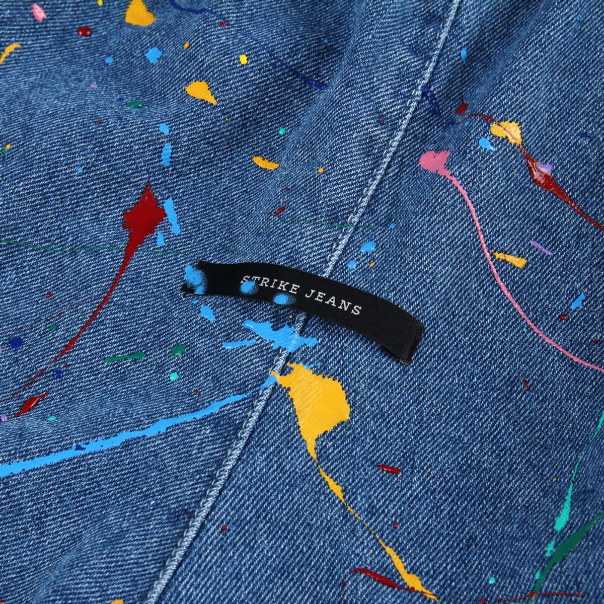 스트라이크(STRIKE) Waist Banding Denim Graffiti Art Half Pants