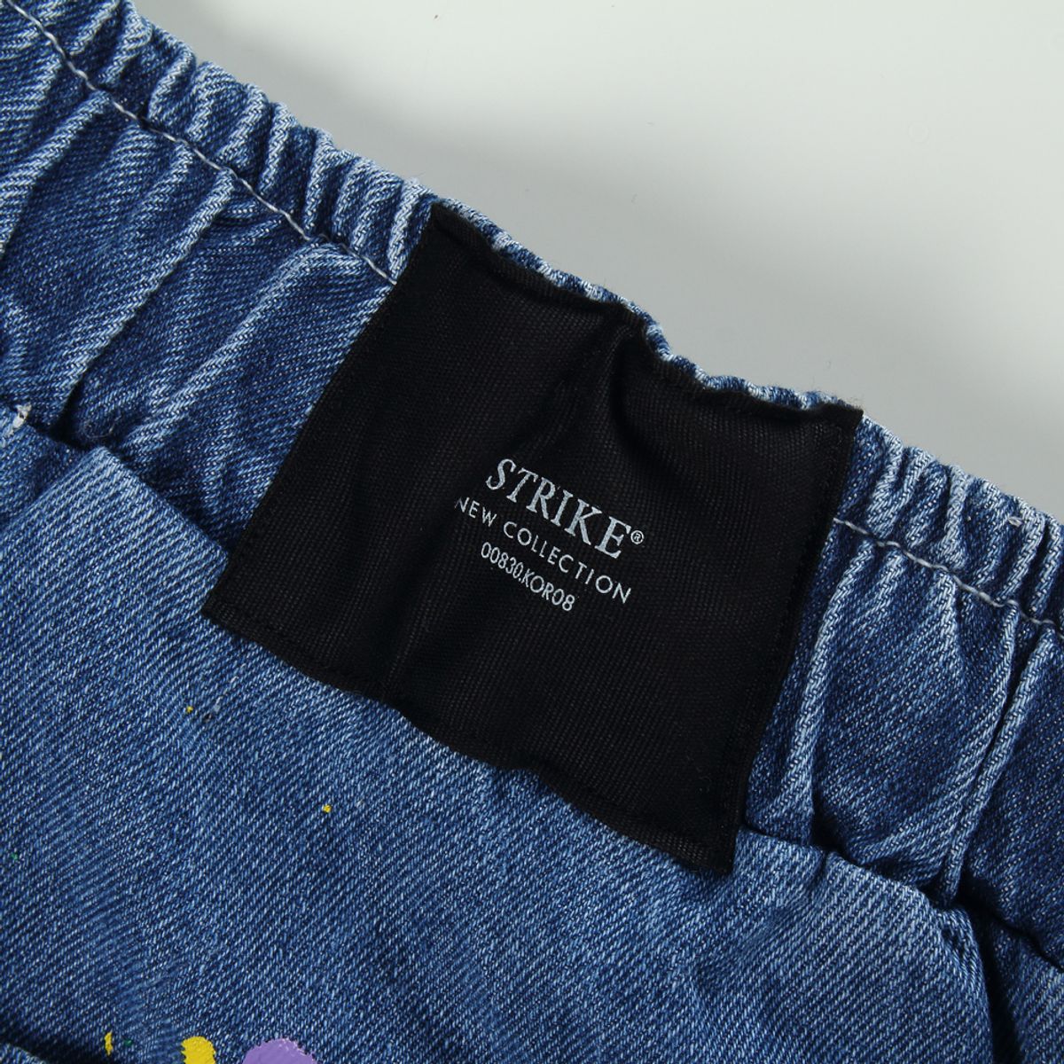 스트라이크(STRIKE) Waist Banding Denim Graffiti Art Half Pants
