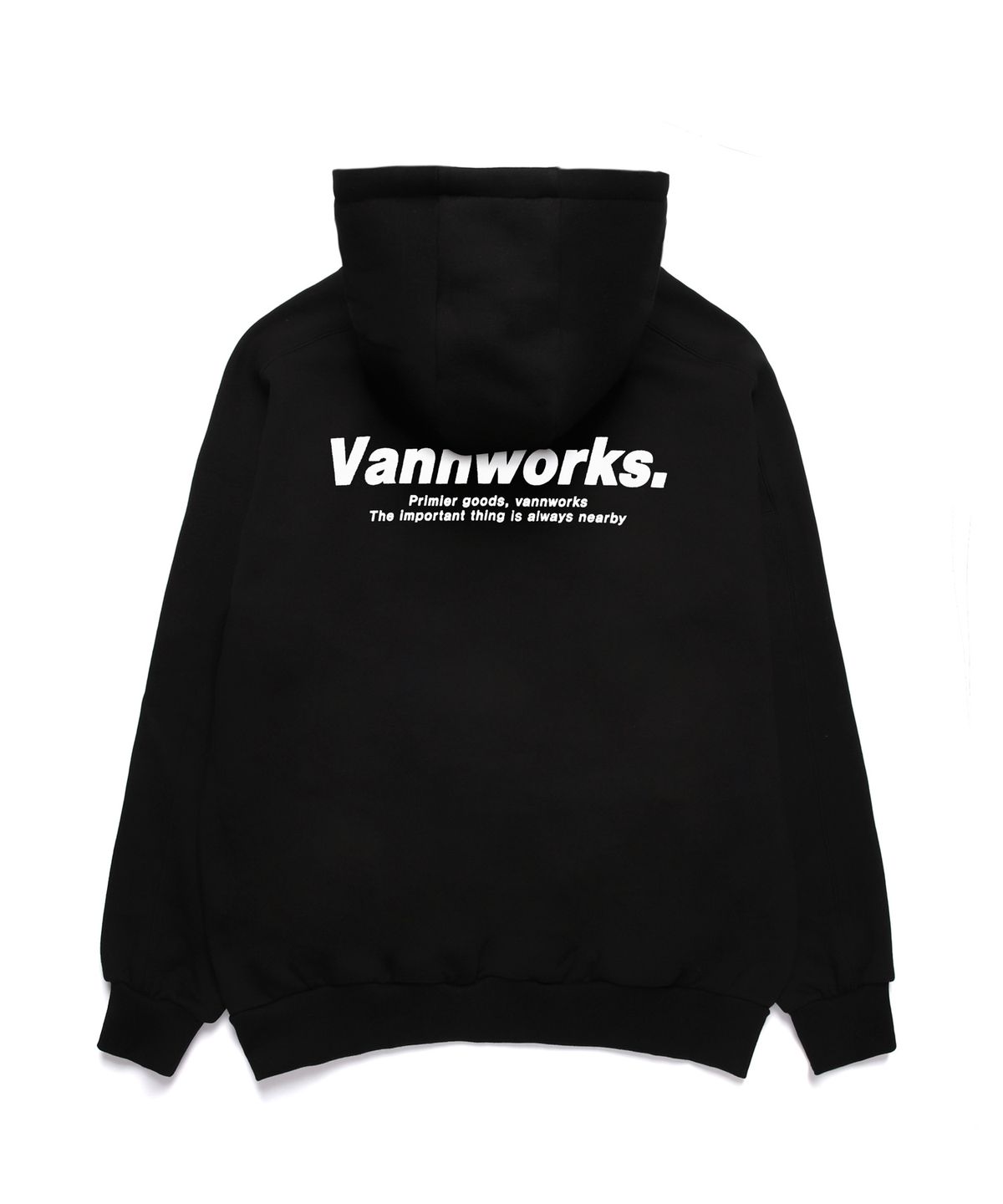 밴웍스(VANNWORKS) 유니섹스  오버핏 풀기모 후드 (VNCTS434) 블랙