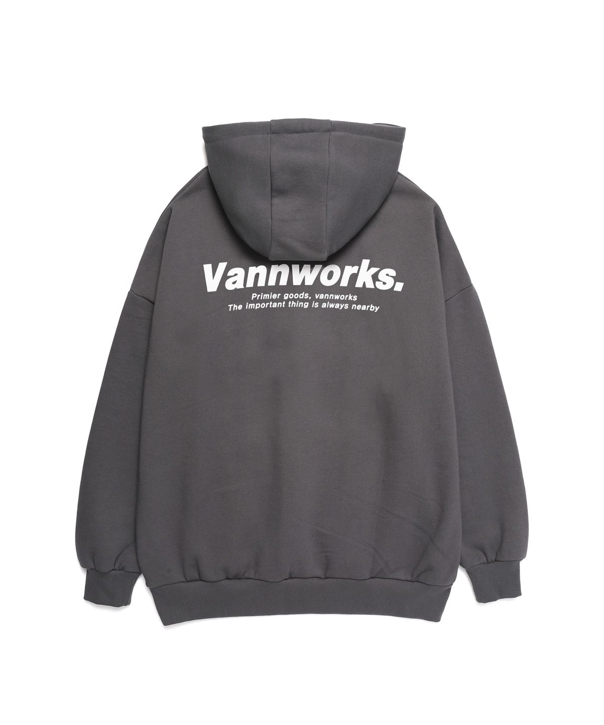 밴웍스(VANNWORKS) 유니섹스 프리미엄 오버핏 풀기모 후드 (VNCTS434) 그레이