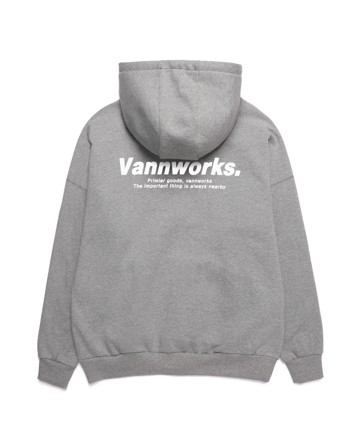 밴웍스(VANNWORKS) 유니섹스 프리미엄 오버핏 풀기모 후드 (VNCTS434) 멜란지그레이