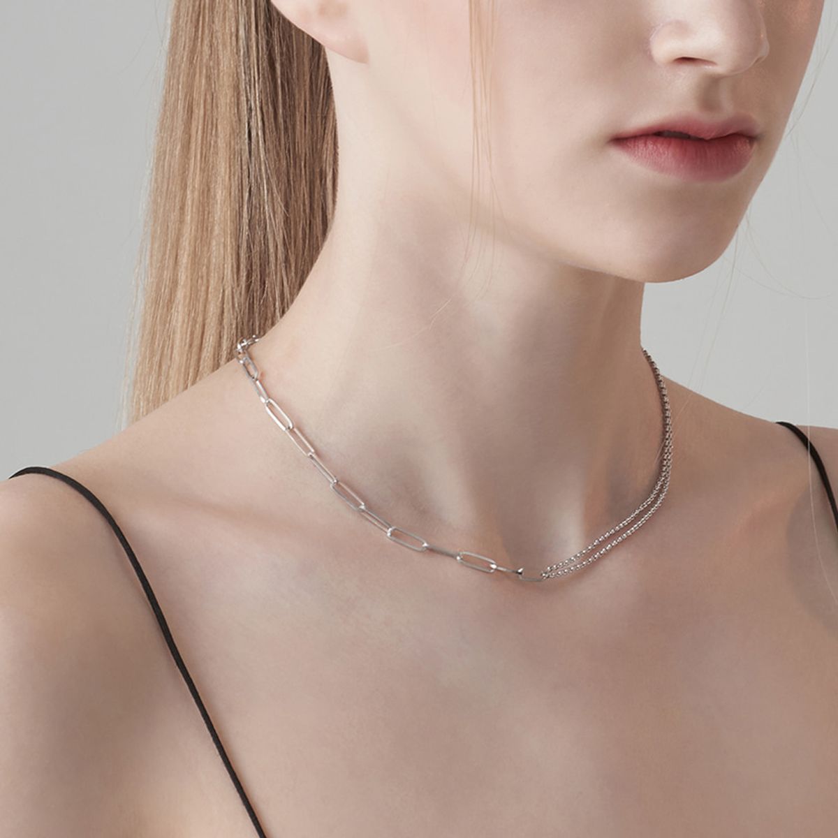 레브(REVE) [Silver 925] Rolo & Square-Link Chain Necklace - 후기 | 무신사