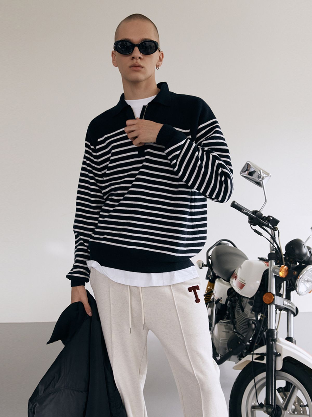 던스트 포 맨(DUNST FOR MEN) UNISEX HIDDEN HALF ZIP-UP CASHMERE SWEATER FRENCH NAVY_M_UDSW1C103N2