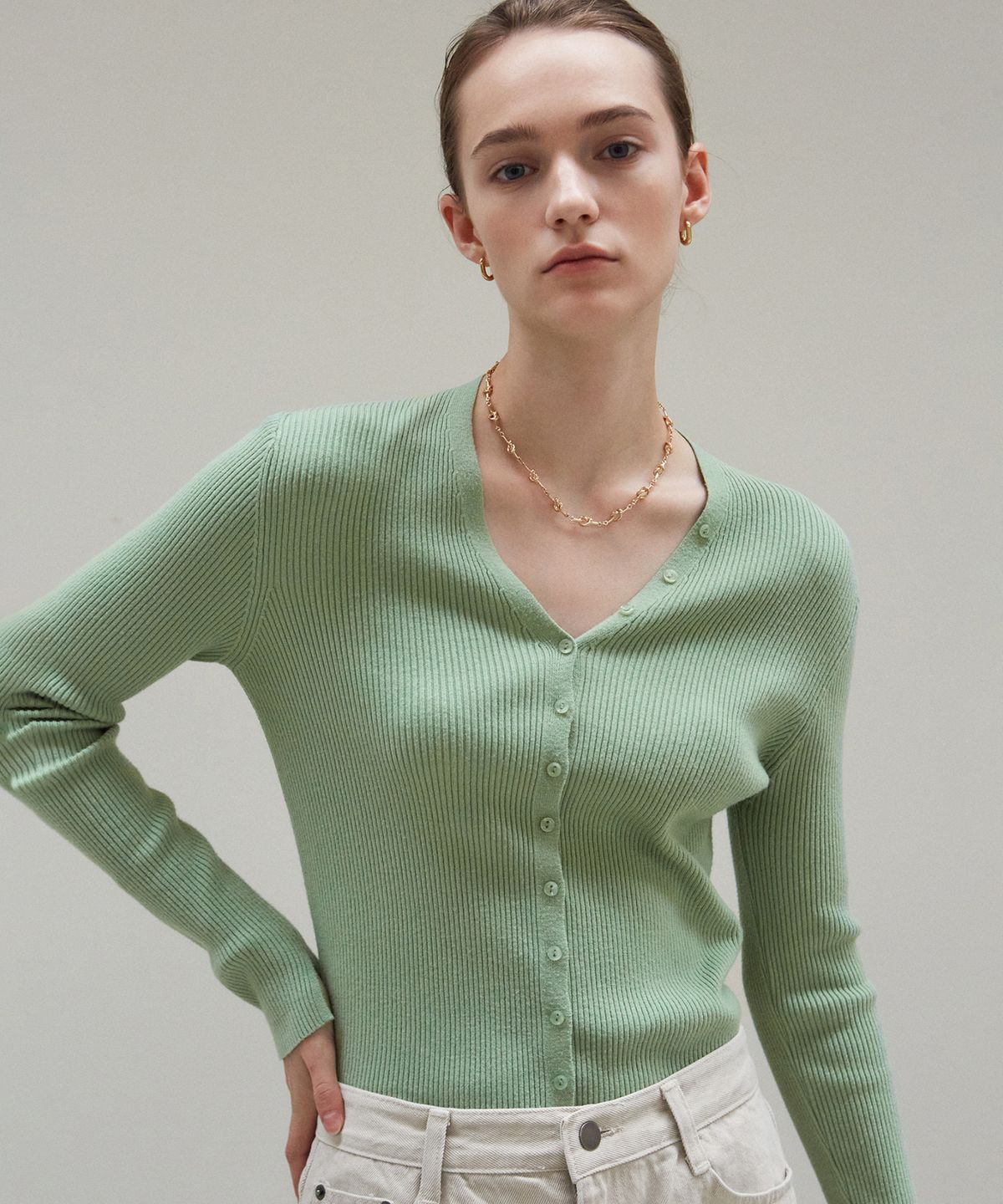 닉앤니콜(NICK&NICOLE) BUTTON SLIM KNIT CARDIGAN_8 COLOR