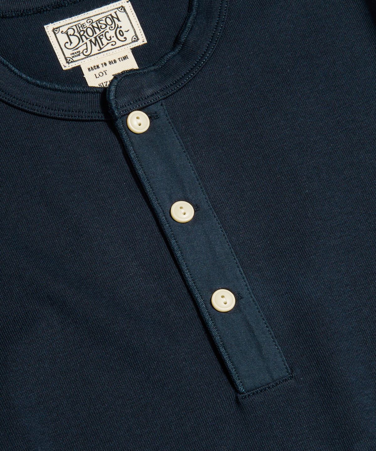 브론슨(BRONSON) Vintage Long Sleeve Henley Shirt Navy