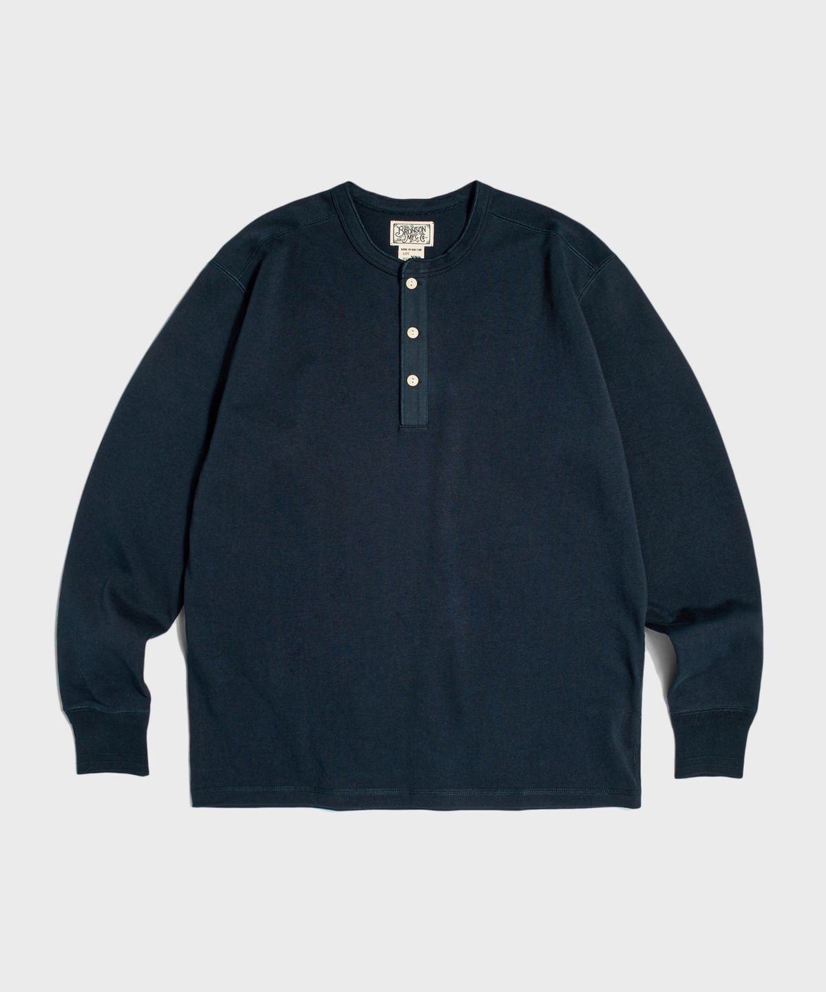 브론슨(BRONSON) Vintage Long Sleeve Henley Shirt Navy