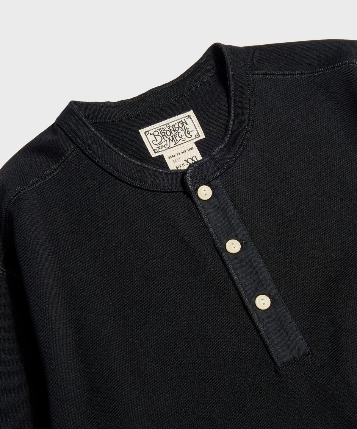 브론슨(BRONSON) Vintage Long Sleeve Henley Shirt Black