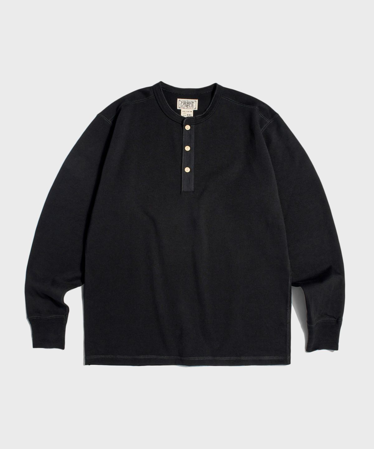 브론슨(BRONSON) Vintage Long Sleeve Henley Shirt Black