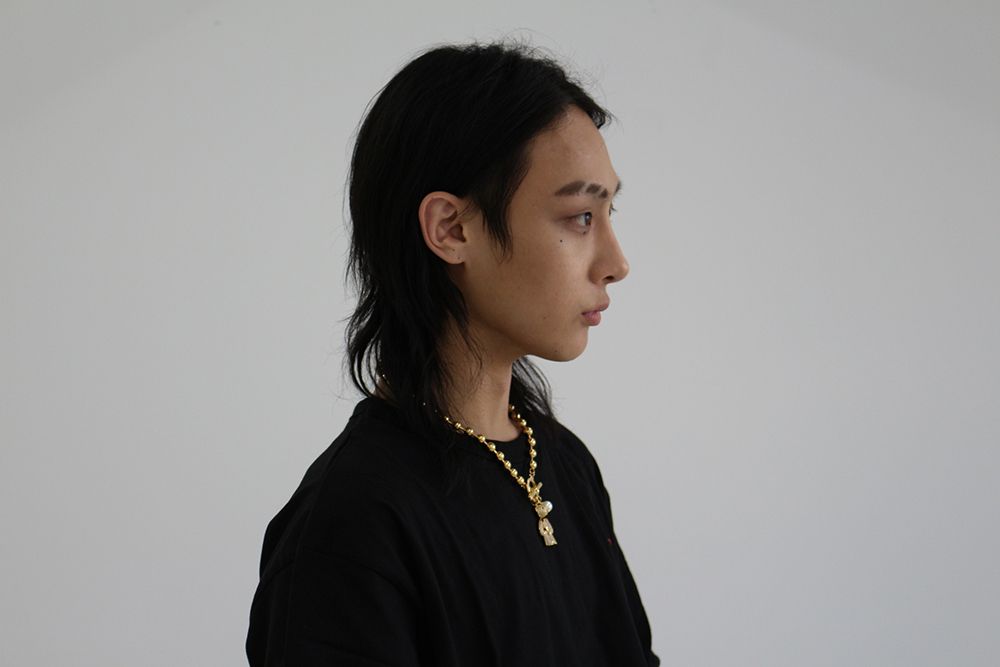 MUSINSA | BLACK PURPLE Happy Bear Necklace - Gold