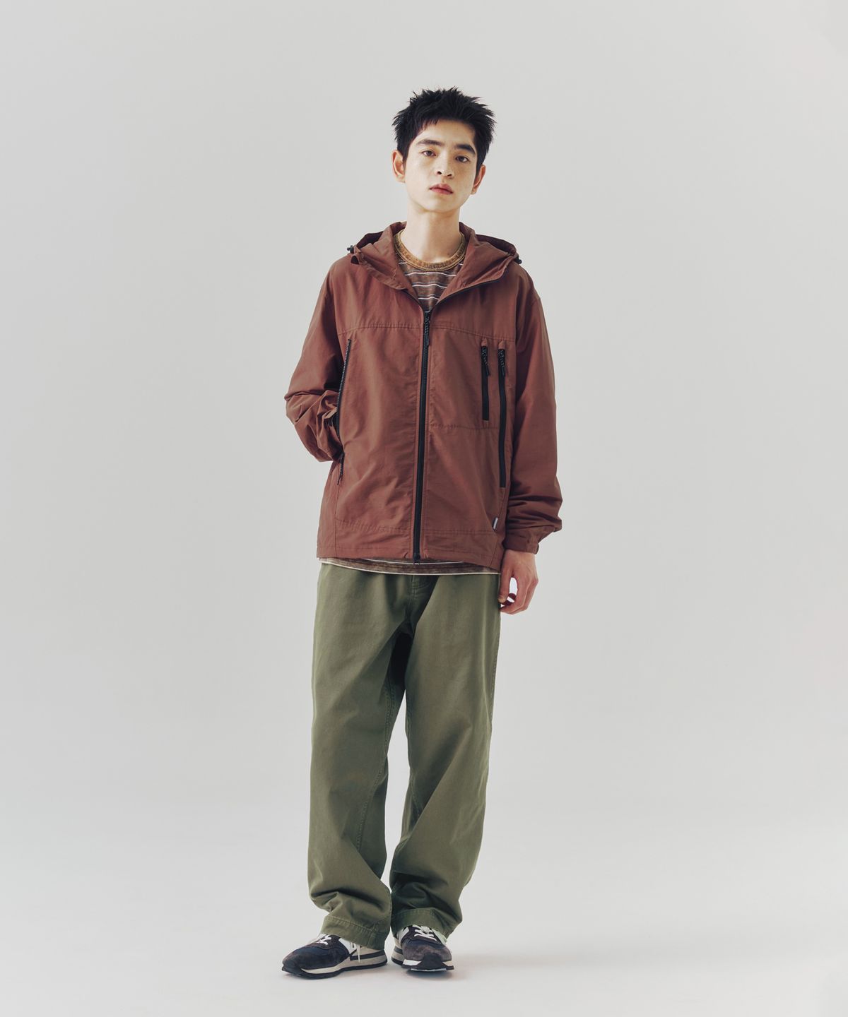 에스피오나지(ESPIONAGE) Wide Officer Pants Grey Olive