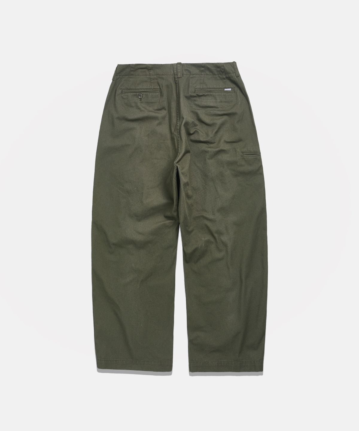 에스피오나지(ESPIONAGE) Wide Officer Pants Grey Olive