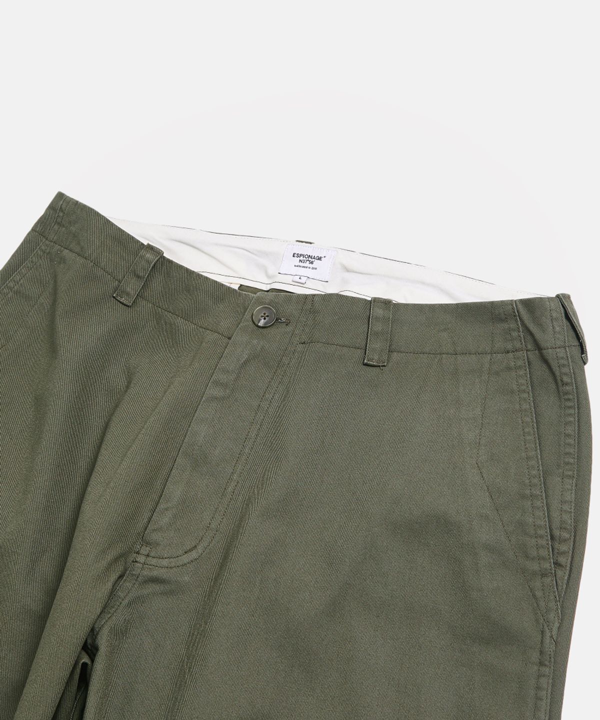 에스피오나지(ESPIONAGE) Wide Officer Pants Grey Olive