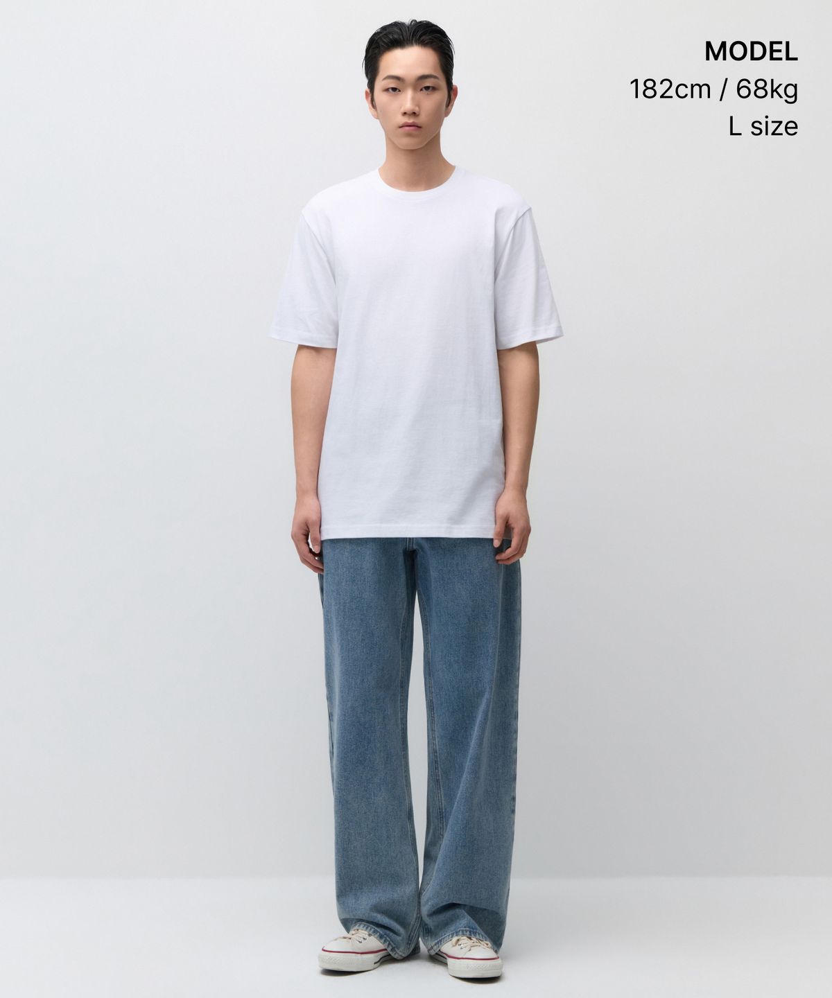 무신사 스탠다드(MUSINSA STANDARD) 레이어드 크루 넥 티셔츠_일반 기장 [화이트]