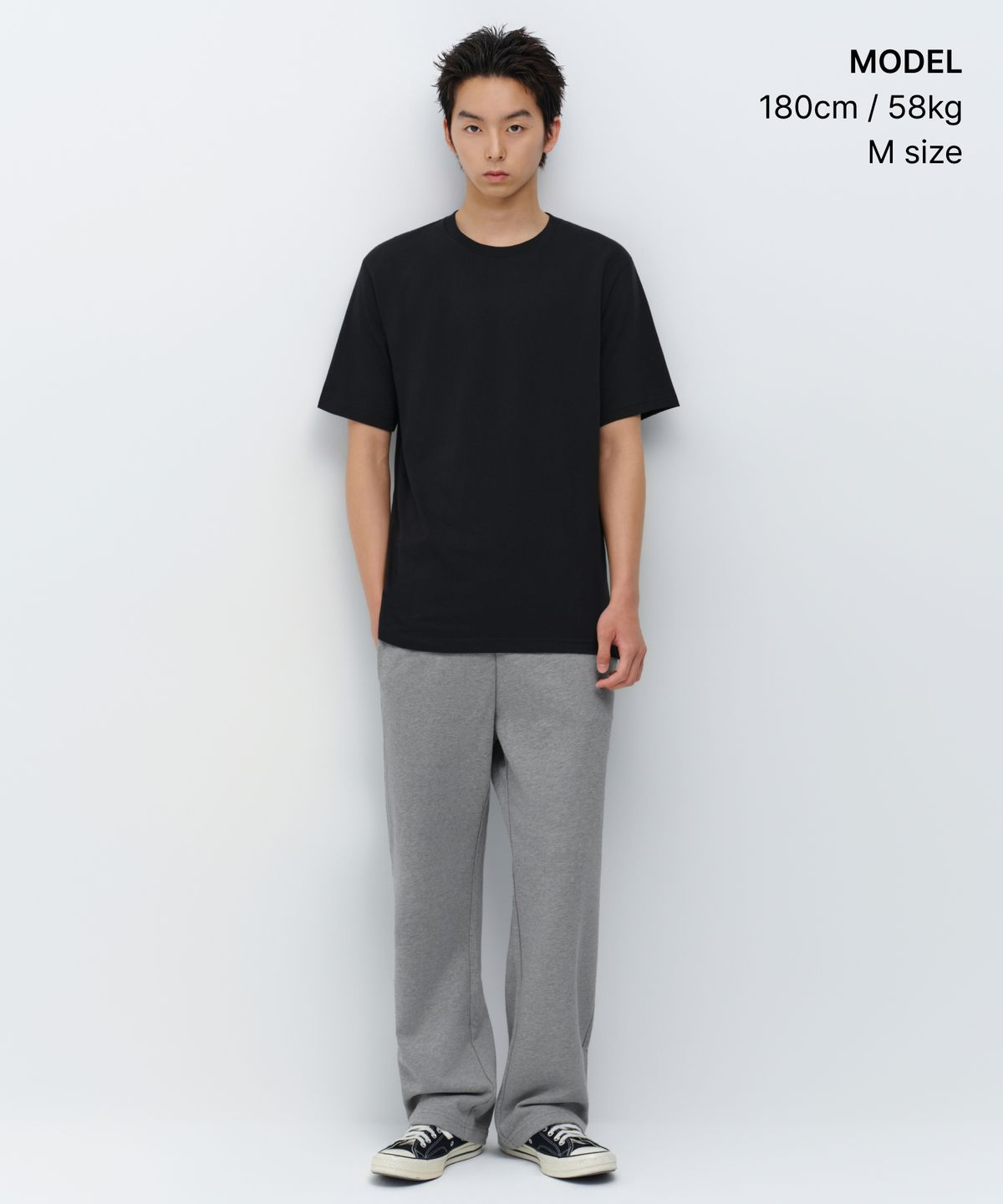 무신사 스탠다드(MUSINSA STANDARD) 레이어드 크루 넥 티셔츠_일반 기장 [블랙]