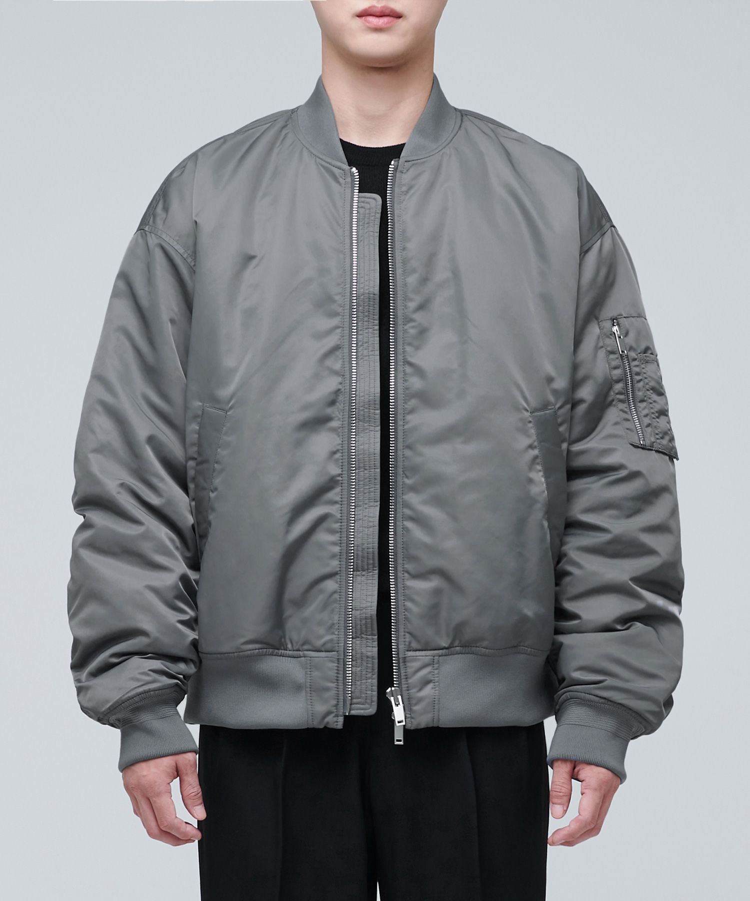 ブルゾン MUSINSA STANDARD Oversized collarless MA1 bomber jacket blac MUSINSA | MUSINSA STANDARD OVERSIZED MA-1 BOMBER JACKET_BLACK