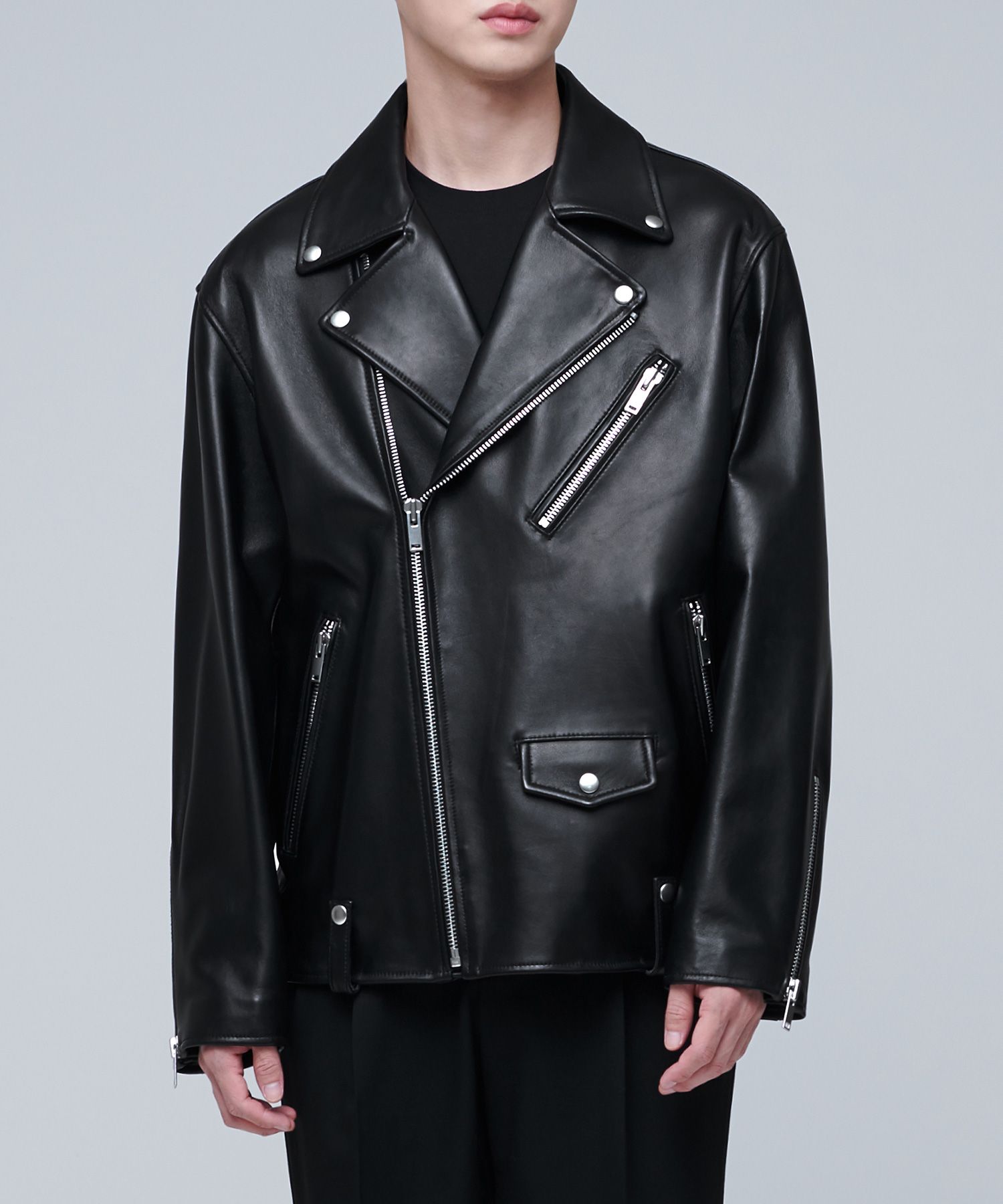 ジャケット・アウター MUSINSA STANDARD LAMBSKIN MOTORCYCLE MUSINSA | MUSINSA STANDARD LAMBSKIN OVERSIZED MOTORCYCLE